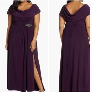Alex Evenings Cowl Neck Beaded Waist Gown